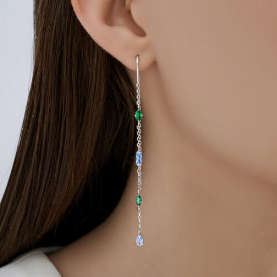 Серьги из серебра с фианитами