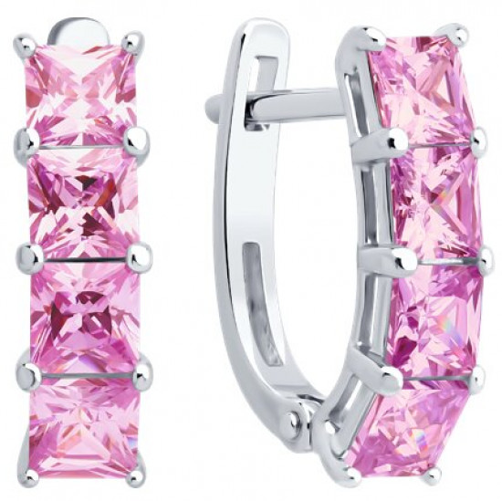 Серьги из серебра с фианитами