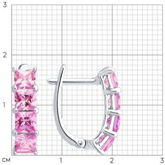 Серьги из серебра с фианитами