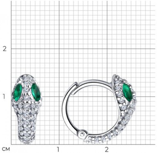 Серьги из серебра с фианитами