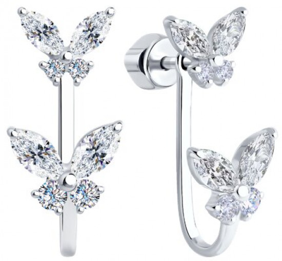 Серьги из серебра с фианитами