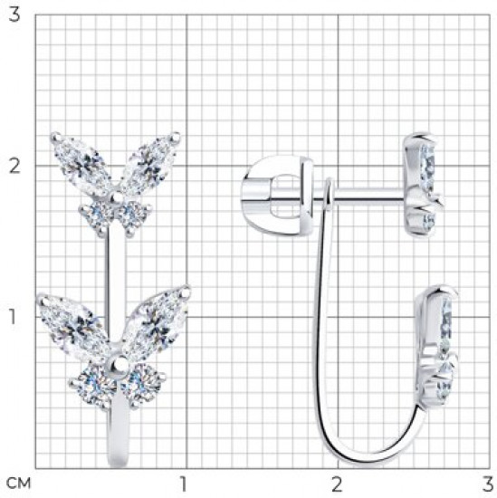 Серьги из серебра с фианитами