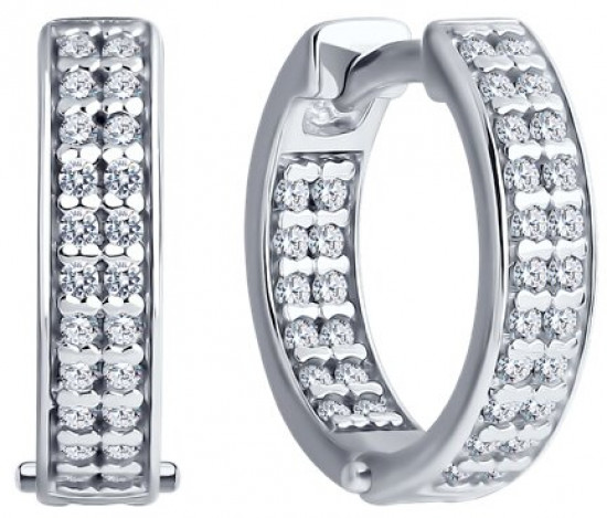 Серьги из серебра с фианитами