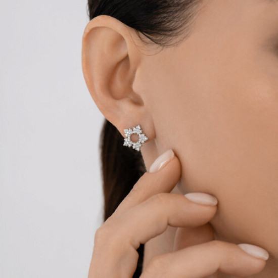 Серьги из серебра с фианитами