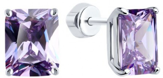 Серьги из серебра с фианитами