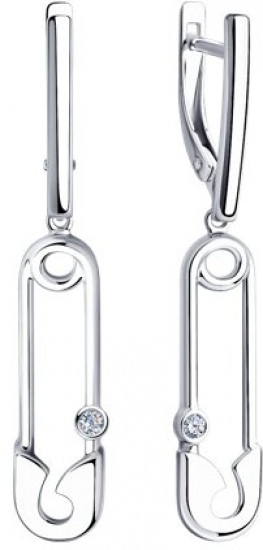 Серьги из серебра с фианитами