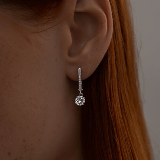 Серьги из серебра с фианитами