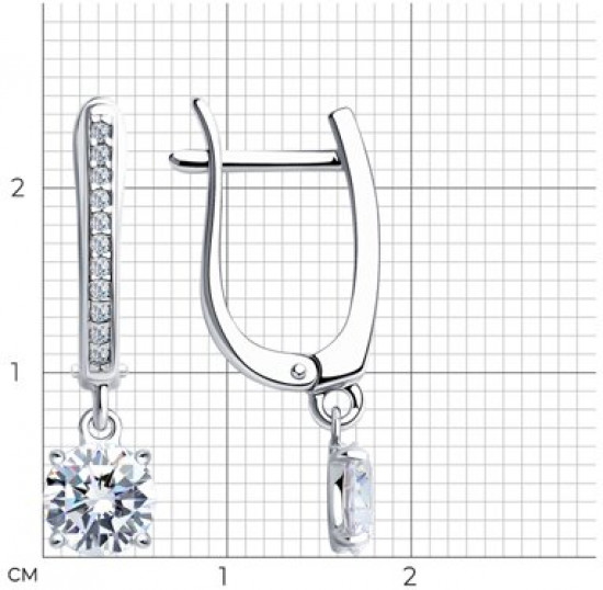 Серьги из серебра с фианитами