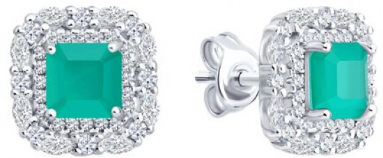 Серьги из серебра с фианитами