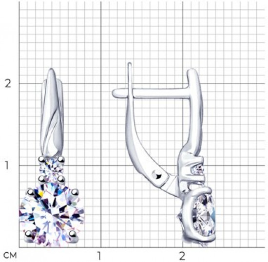 Серьги из серебра с фианитами