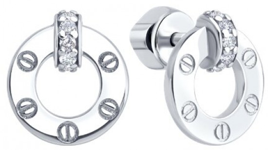 Серьги из серебра с фианитами