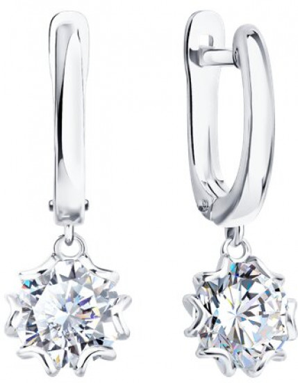 Серьги из серебра с фианитами