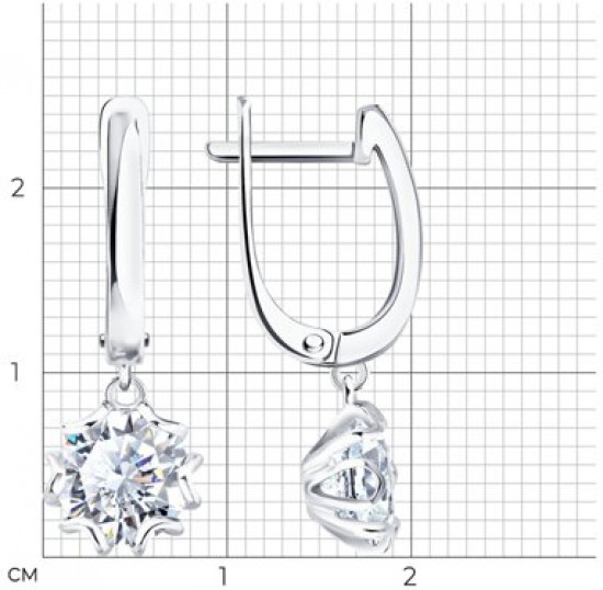 Серьги из серебра с фианитами