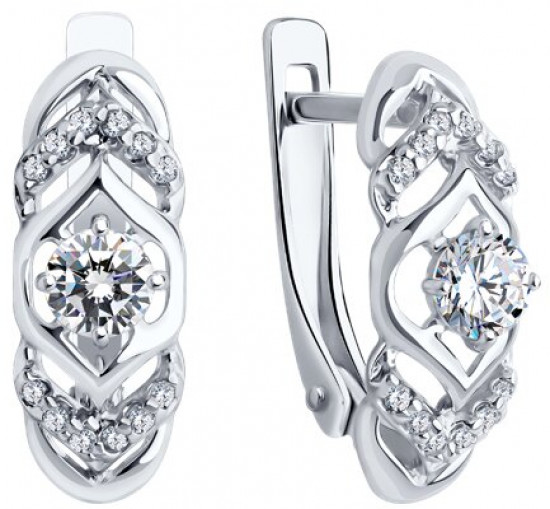 Серьги из серебра с фианитами