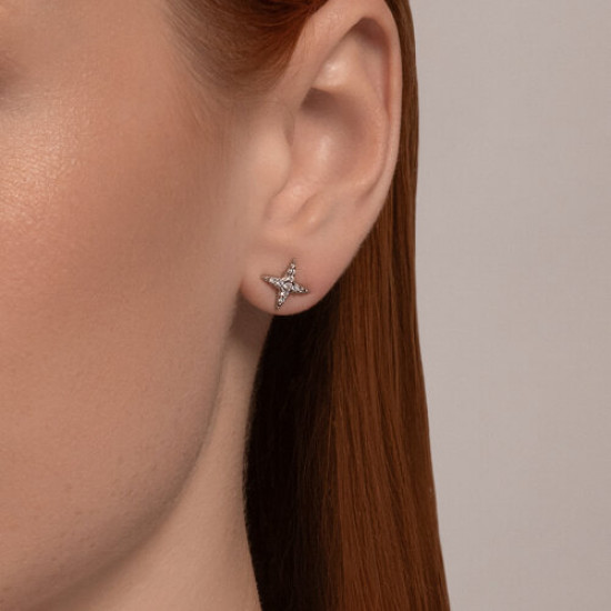 Серьги из серебра с фианитами