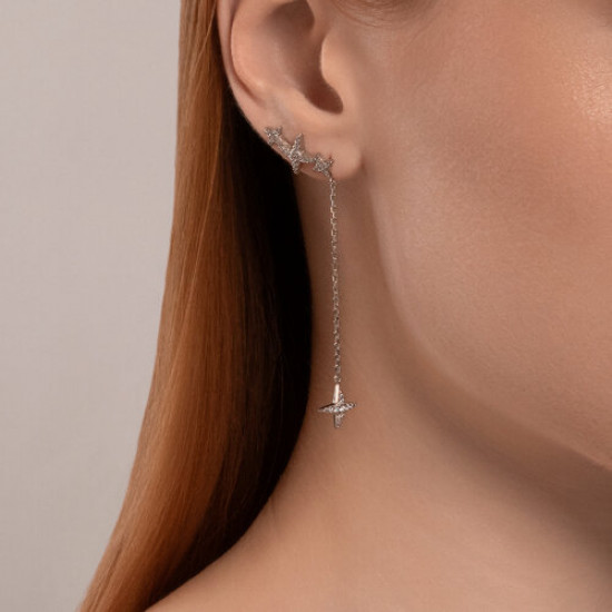 Серьги из серебра с фианитами