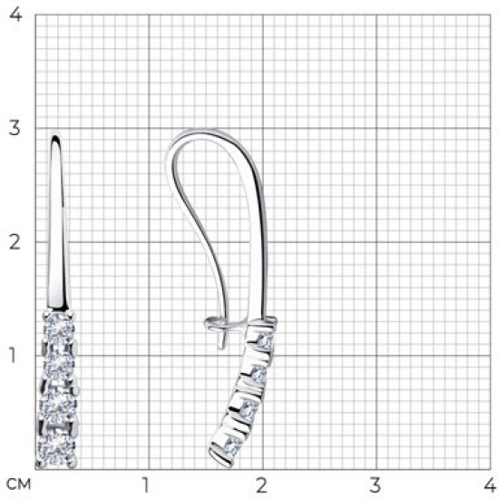 Серьги из серебра с фианитами