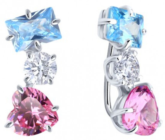 Серьги из серебра с фианитами