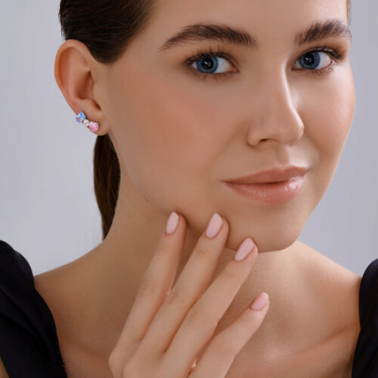 Серьги из серебра с фианитами