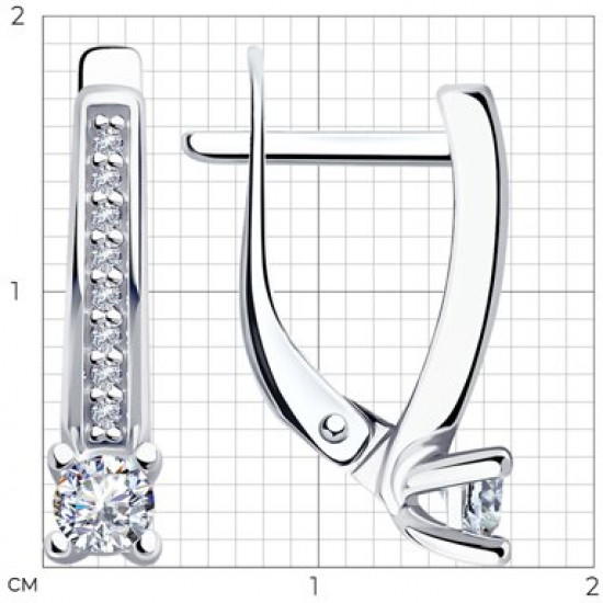 Серьги из серебра с фианитами