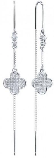 Серьги из серебра с фианитами