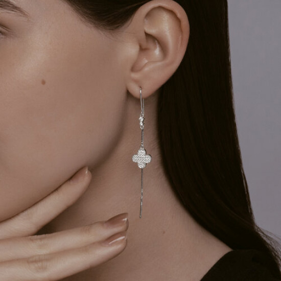 Серьги из серебра с фианитами