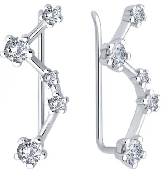 Серьги из серебра с фианитами