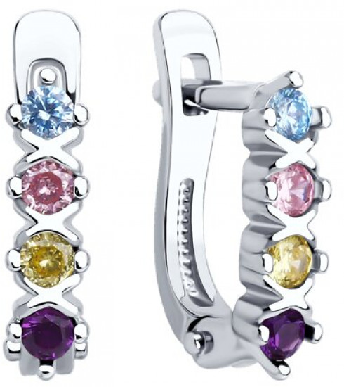 Серьги из серебра с фианитами