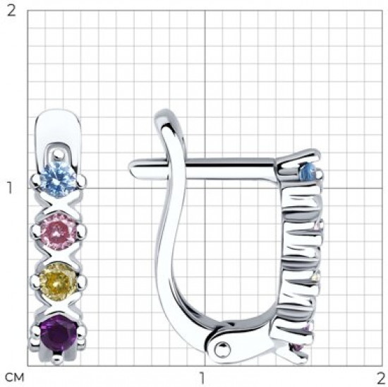 Серьги из серебра с фианитами
