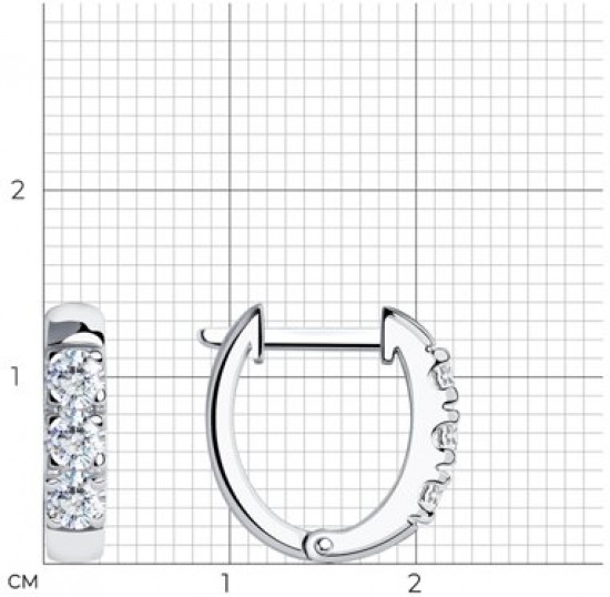 Серьги из серебра с фианитами