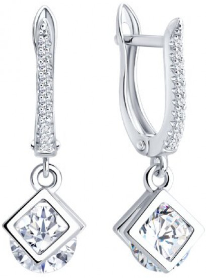 Серьги из серебра с фианитами