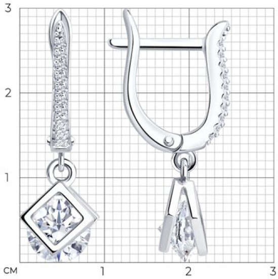 Серьги из серебра с фианитами
