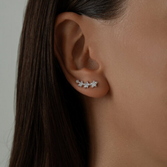 Серьги из серебра с фианитами