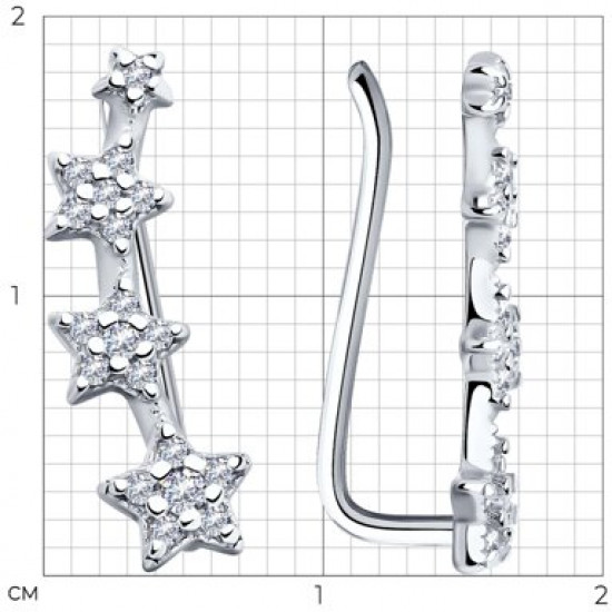Серьги из серебра с фианитами