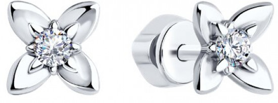 Серьги из серебра с фианитами