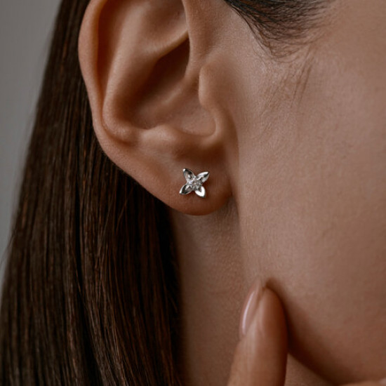 Серьги из серебра с фианитами