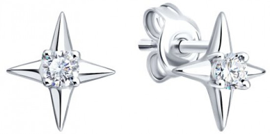 Серьги из серебра с фианитами