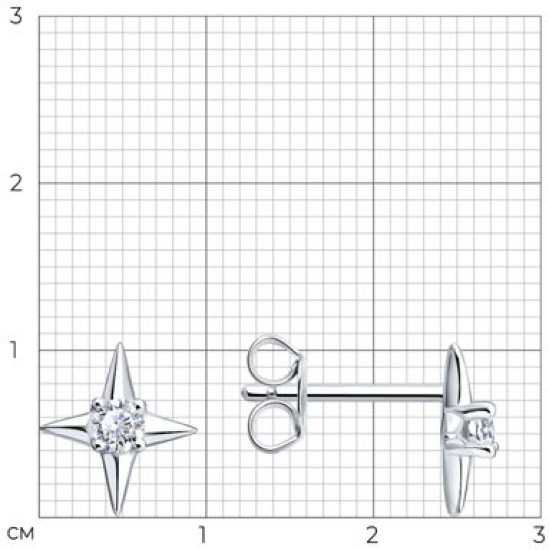 Серьги из серебра с фианитами