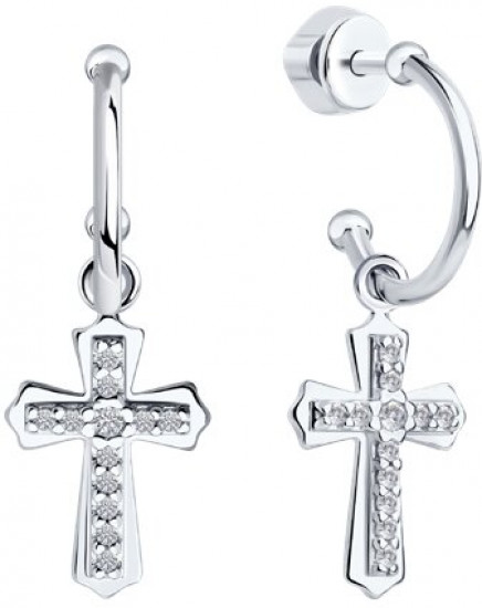 Серьги из серебра с фианитами