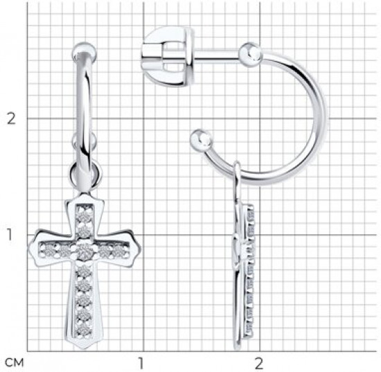 Серьги из серебра с фианитами