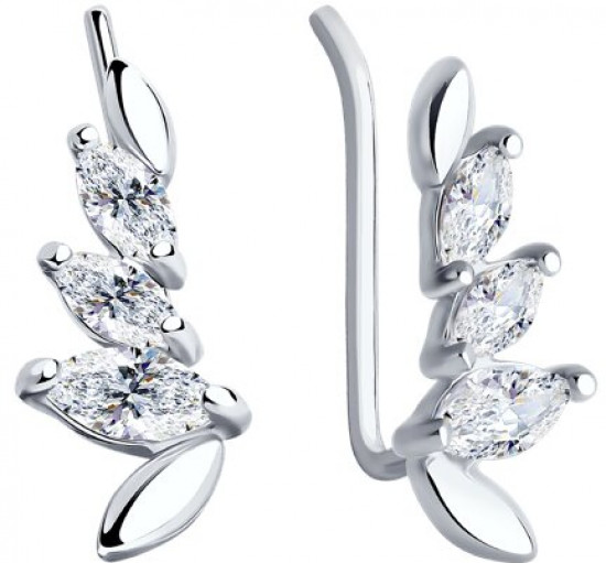 Серьги из серебра с фианитами