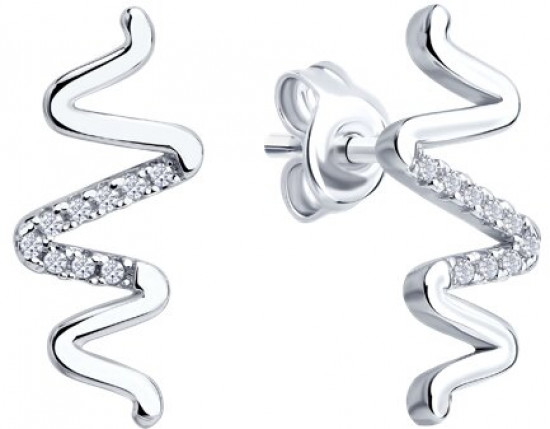 Серьги из серебра с фианитами