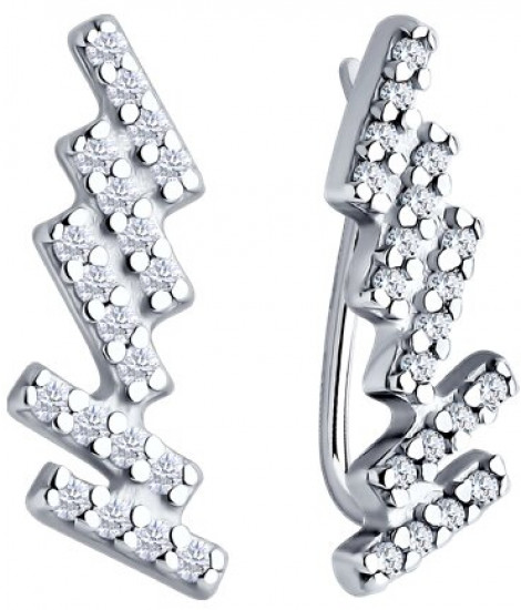 Серьги из серебра с фианитами