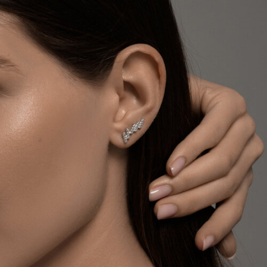 Серьги из серебра с фианитами