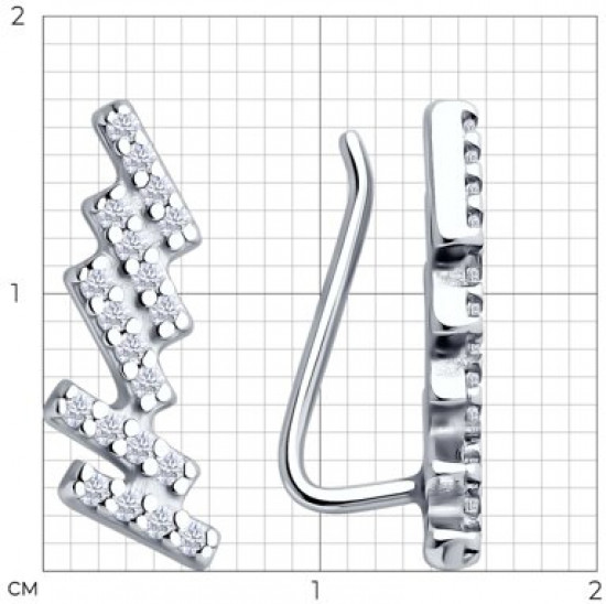 Серьги из серебра с фианитами