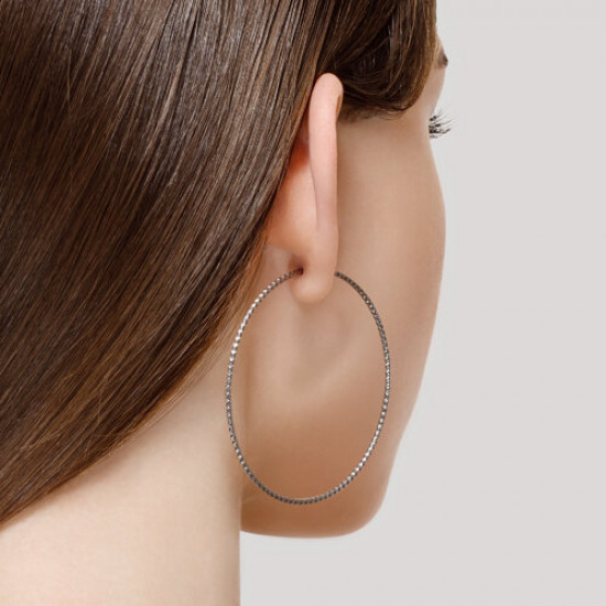 Серьги конго из серебра с алмазной гранью