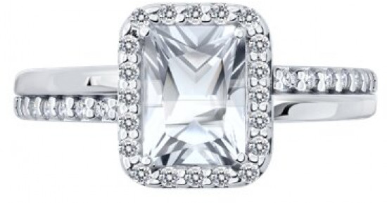 Кольцо из серебра с горным хрусталем и фианитами