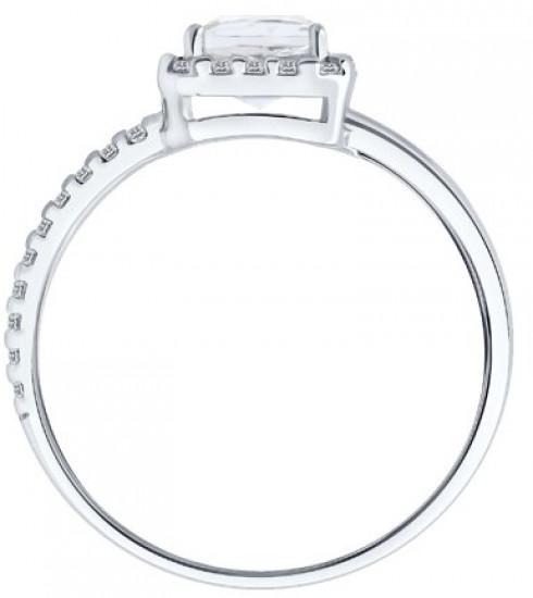 Кольцо из серебра с горным хрусталем и фианитами