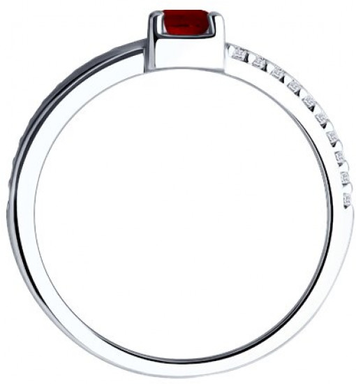 Кольцо из серебра с гранатом и фианитами