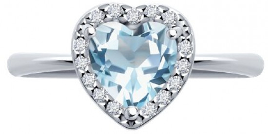 Кольцо из серебра с топазом и фианитами